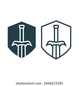 Diseño aislado de la Ilustración vectorial del icono del logotipo de la espada sobre fondo blanco