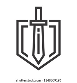 Sword logo. Knight Icon. Warrior Symbol. Vector eps 08.