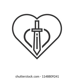 Sword logo. Knight Icon. Warrior Symbol. Vector eps 08.
