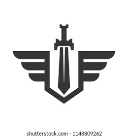 Sword logo. Knight Icon. Warrior Symbol. Vector eps 08.