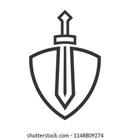 Sword logo. Knight Icon. Warrior Symbol. Vector eps 08.