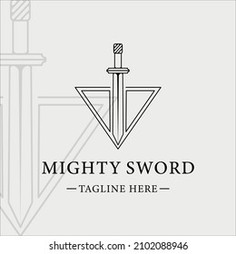 sword logo line art simple minimalist vector illustration template icon graphic design. swords sign or symbol for company with backgrounds