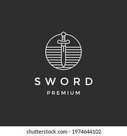 Sword logo on black background