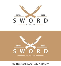 Sword Logo, Simple Fighter Cutting Tool Design Illustration Template