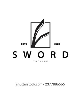 Sword Logo, Simple Fighter Cutting Tool Design Illustration Template