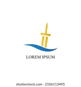 logotipo de la espada y símbolo de imagen vectorial