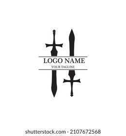 sword logo and symbol vector icon image