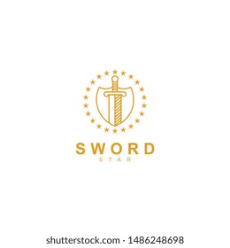 sword logo template design vector