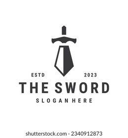 Sword logo vector icon illustration hipster vintage retro