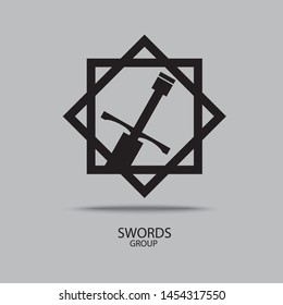 sword logo. vector of swords. Stylized Black Metal Battle Sword vector logo