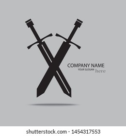 sword logo. vector of swords. Stylized Black Metal Battle Sword vector logo