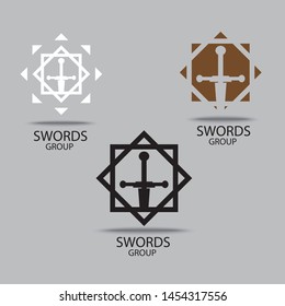 sword logo. vector of swords. Stylized Black Metal Battle Sword vector logo