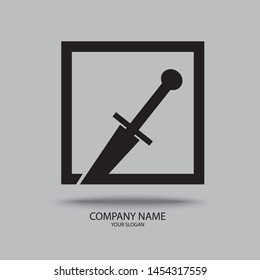sword logo. vector of swords. Stylized Black Metal Battle Sword vector logo