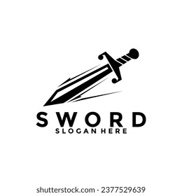 Sword logo vector template. Sword and black color logo icon design
