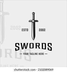 sword logo vintage vector illustration template icon graphic design. swords or blade or saber sign and symbol for company with backgrounds
