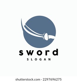 Sword Logo, War Weapon Line Simple Design, Vector, Symbol Template Icon