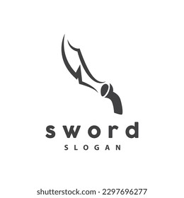Sword Logo, War Weapon Line Simple Design, Vector, Symbol Template Icon
