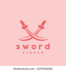 Logotipo de espada, Diseño sencillo de línea de arma de guerra, vector, icono de plantilla de símbolo
