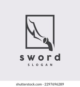 Schwertlogo, War Weapon Line Simple Design, Vektorgrafik, Symbol-Vorlagensymbol