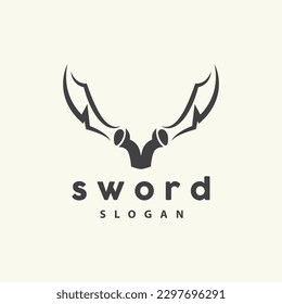 Schwertlogo, War Weapon Line Simple Design, Vektorgrafik, Symbol-Vorlagensymbol