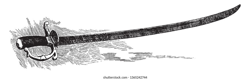 Sword of Miles Standish,vintage line drawing or engraving illustration.