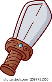 Sword Miniature Vector Illustration Icon. Flat Cartoon Style