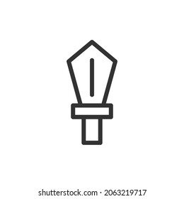 Sword minimal line icon. Web stroke symbol design. Sword sign isolated on a white background. Premium line icon.
