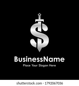 Sword money logo vector template. Suitable for business, web, finance, accounting