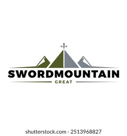 Sword Mountain Icon Logo Design Template