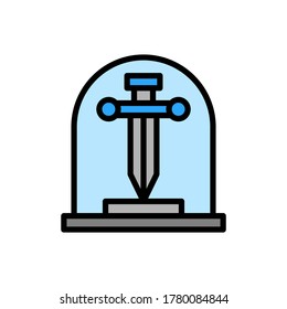 Espada, icono del museo. Color simple con elementos de vector de contorno de iconos de cosas históricas para ui y ux, sitio web o aplicación móvil