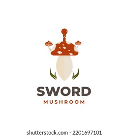 Sword mushroom unique vector illustration logo