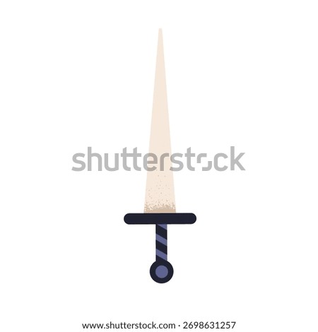 Sword, old ancient medieval weapon with sharp blade. Historic longsword with handle. Military power, fighting and guard symbol, knights saber. Flat vector illustration isolated on white background
