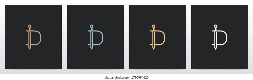 Sword On Letter Logo Design D