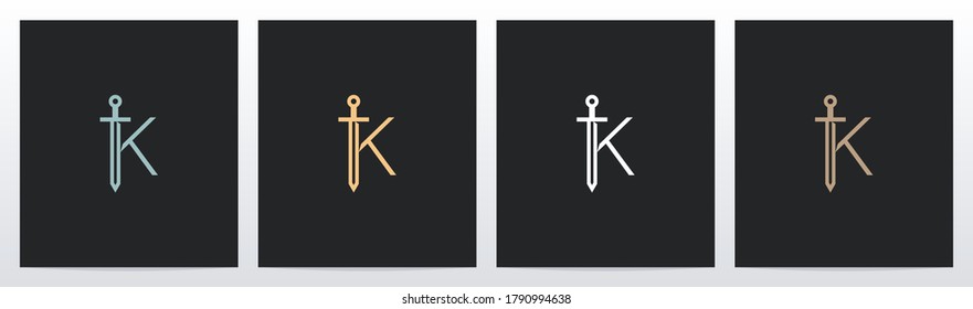 Sword On Letter Logo Design K