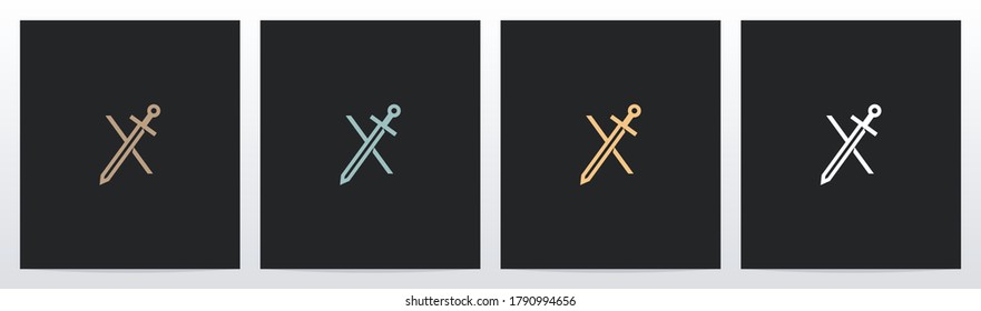 Sword On Letter Logo Design X