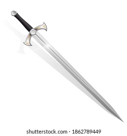 Sword on a white background, knightly edged weapon