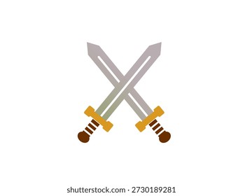 Symbol mit Schwertumriss einzeln auf weißem Hintergrund. Kreuzschwerter.