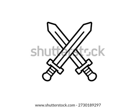 Sword outline icon isolated on white background. Crossed swords.