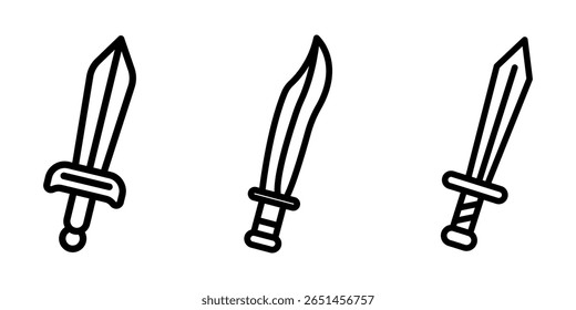 sword outline or line icon design bundle.