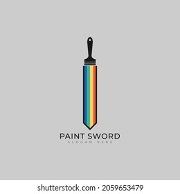 sword paint brush colorful logo template