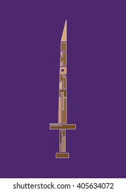 Sword painted in cubic style. Can be used to design sites, games