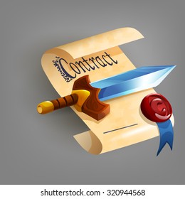 Sword and paper icon vector. Vector illustration.
