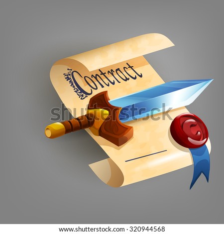 Sword and paper icon vector. Vector illustration.