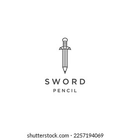 Sword pen logo design template flat vector