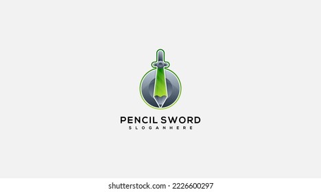 Sword as pencil vector logo design template