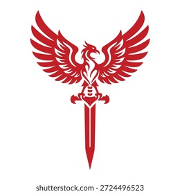 Sword Phoenix Tribal Tattoo Vector Logo Template