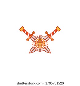 the sword pierced the coronavirus vector illustration