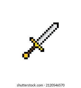  Schwert-Pixelkunst-Symbol, Vektorgrafik 8-Bit-Spiel 