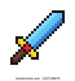 Sword. Pixel art. Retro game style. Vector illustration.