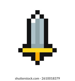 Sword pixel gaming item, sword 8 bit game resource, pixel art sword icon, sword game pixel element.